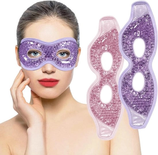 Gel oogmasker - Maschera gel per occhi - Maschera per sonno - Compresso rinfrescante - Rinfrescante e riscaldante - Riduce le borse sotto gli occhi - Reutilizzabile - 2 pezzi - Blu e rosa