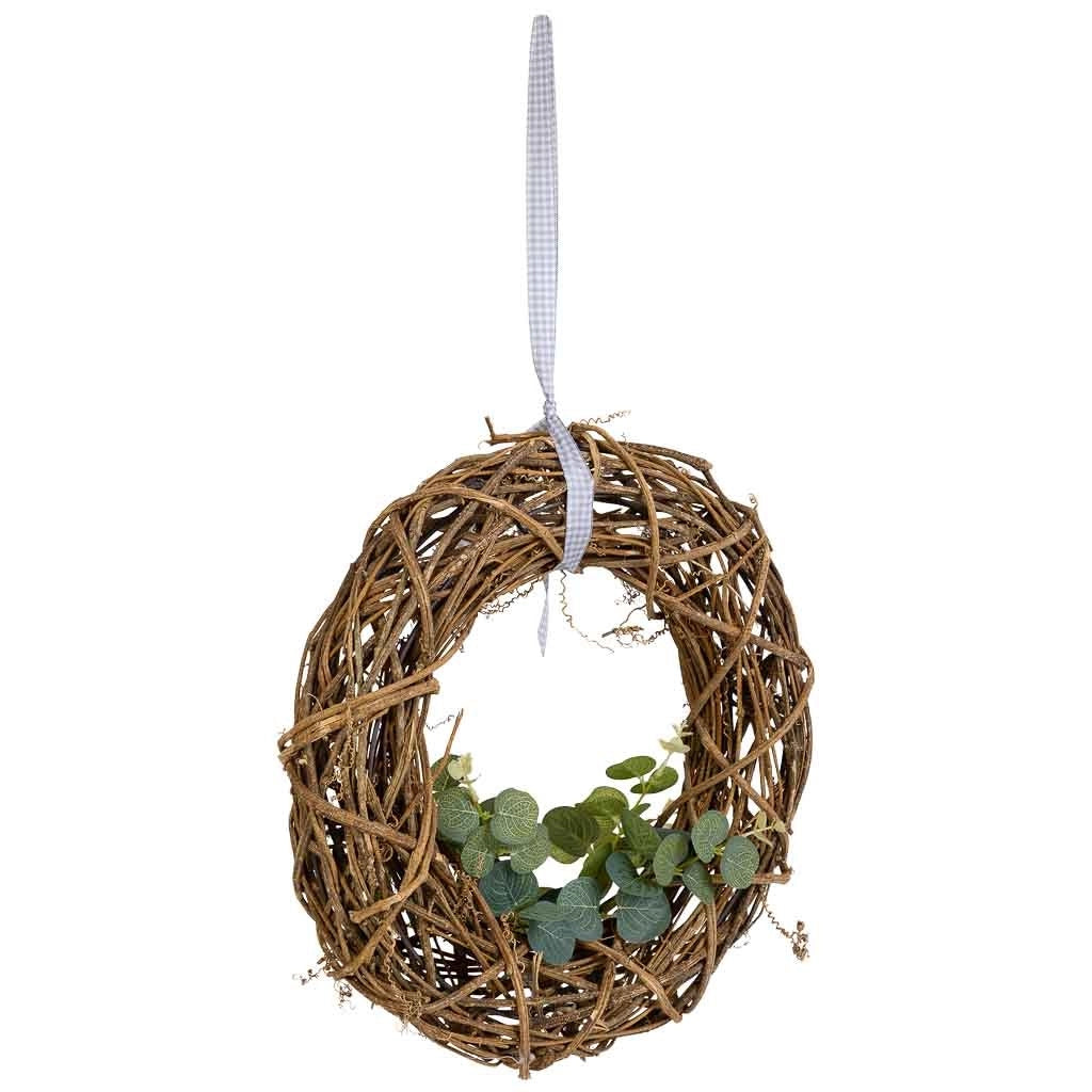 Corona di fiori da appendere in rattan naturale, D35x8h cm