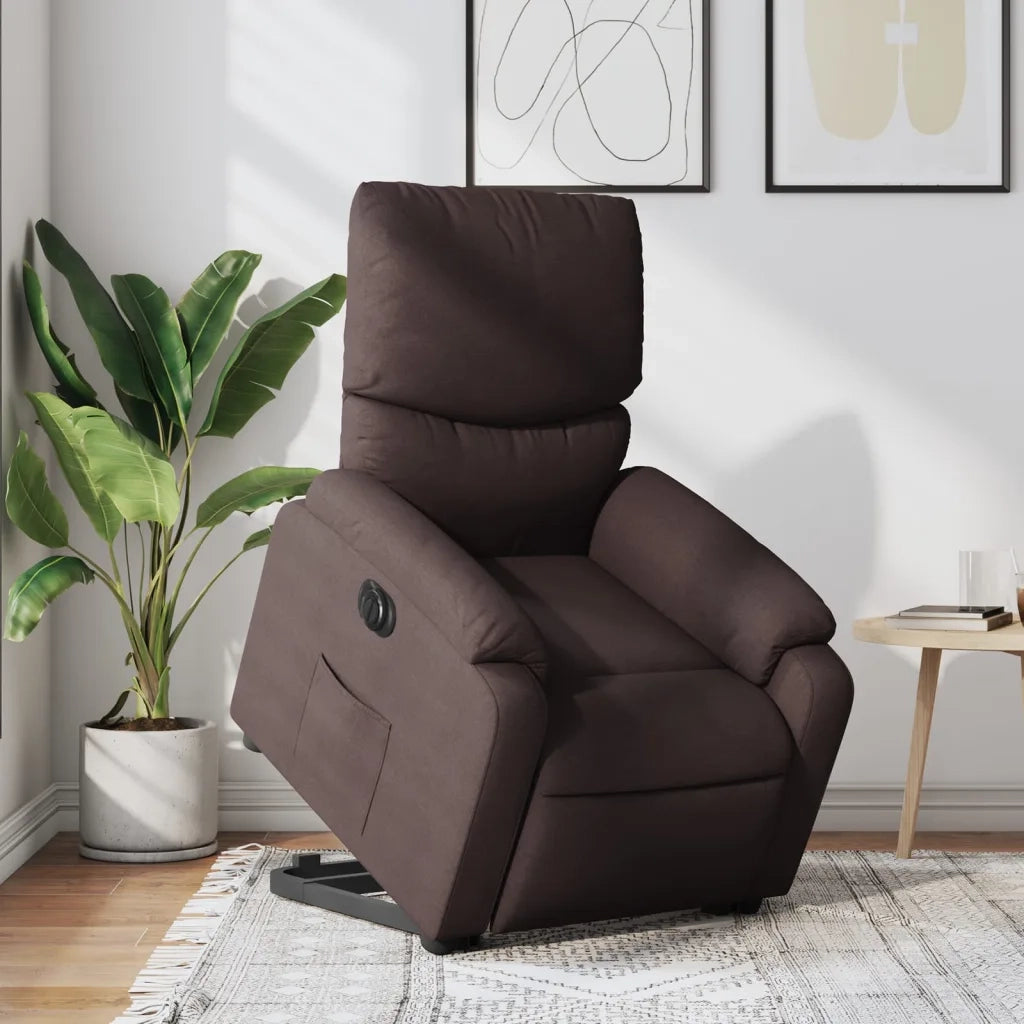 Poltrona | Sedia Relax Alzapersona Reclinante Elettrica Marrone Scuro Tessuto