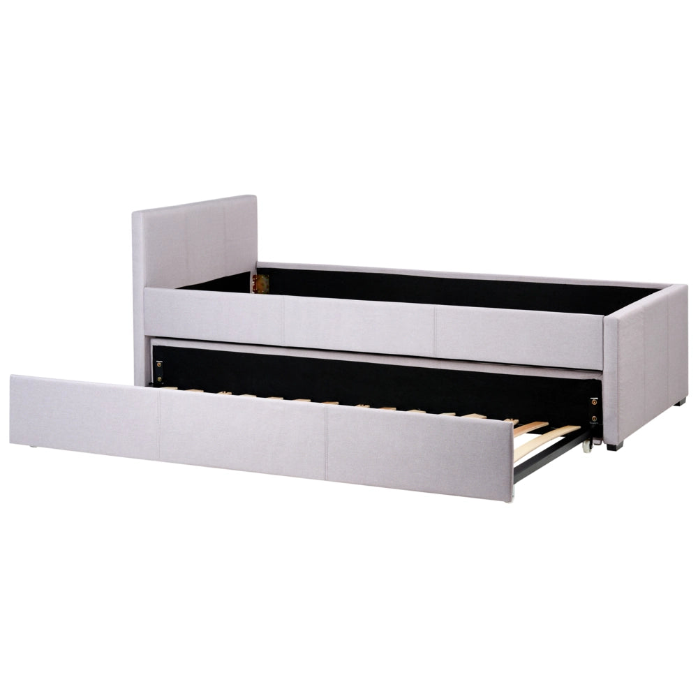 Divano Letto estraibile 90 x 200 cm Rivestimento in tessuto grigio Misura singola sottoletto per ospiti