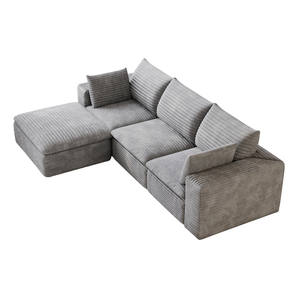 Divano Cloud 260 cm ¨C MINIMAL ¨C Velluto a Coste Grigio Scuro, Imbottito, Senza Montaggio