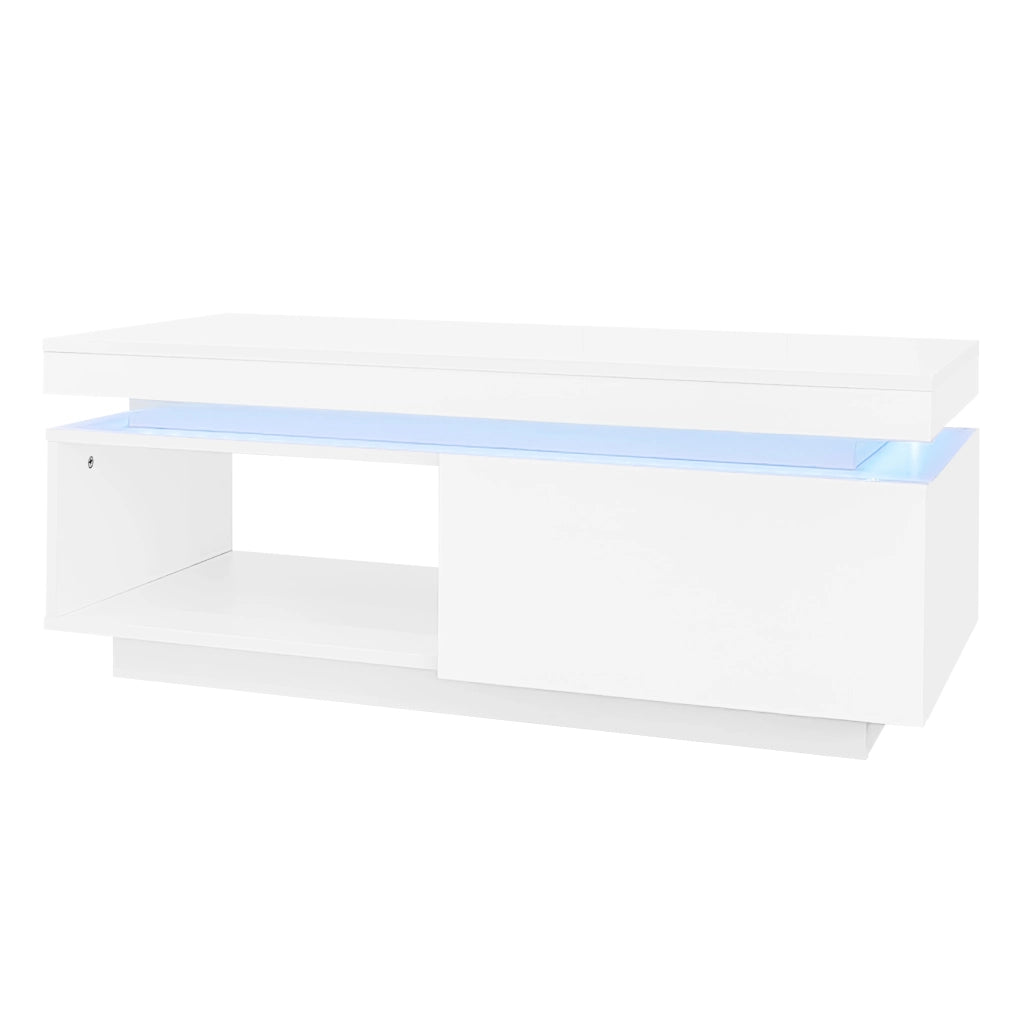 Set mobile TV e tavolino da caff猫 con LED; 181 cm e 100x50x40;3 cm; bianco