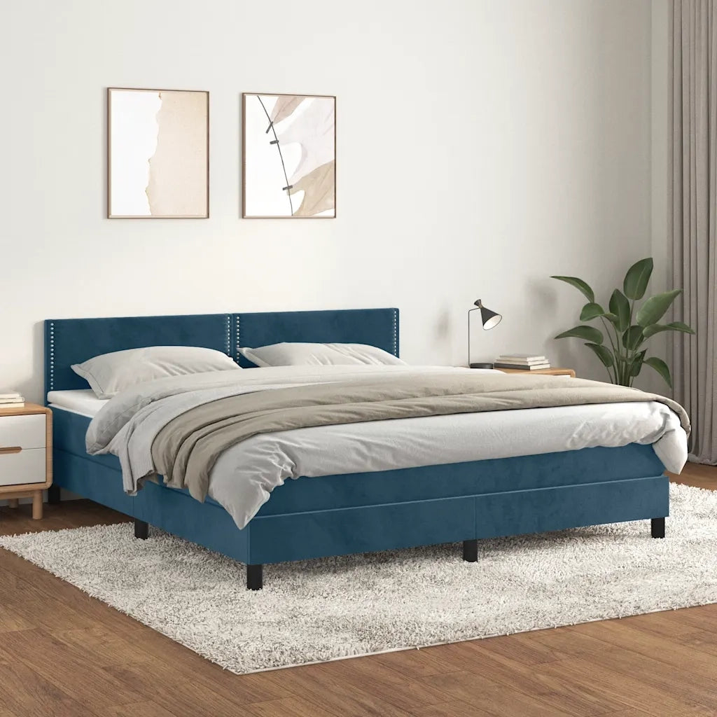 Giroletto a Molle con Materasso Blu Scuro 160x200 cm in Vellutocod mxl 75654