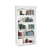 Libreria 5 ripiani arte povera in legno massello e mdf con rifinitura in bianca 120x40x210 H