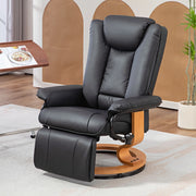 Poltrona Relax girevole con funzione reclinabile e poggiapiedi, rivestimento in pelle sintetica nera, portata 150 kg