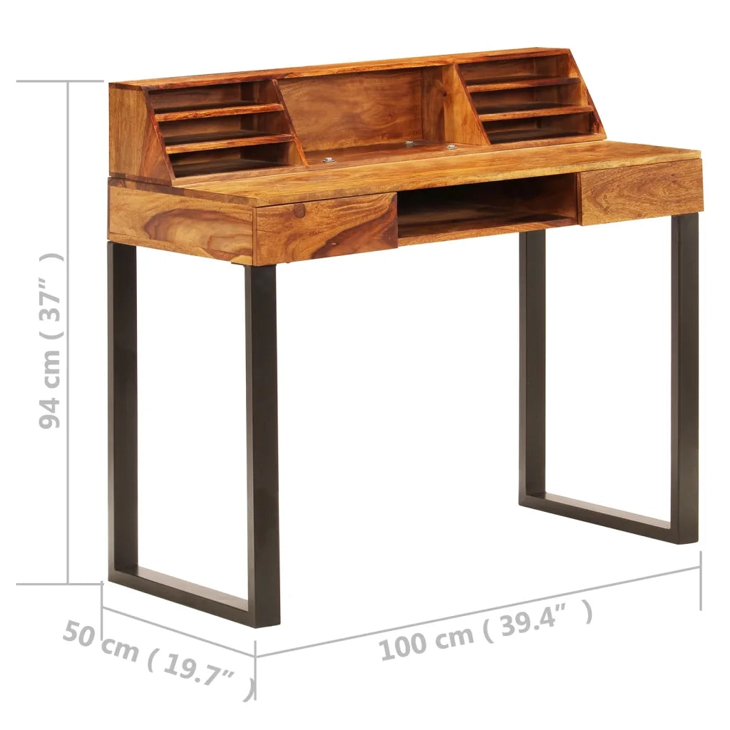 Scrivania 110x50x94 cm Massello di Sheesham e Acciaio cod mxl 76715