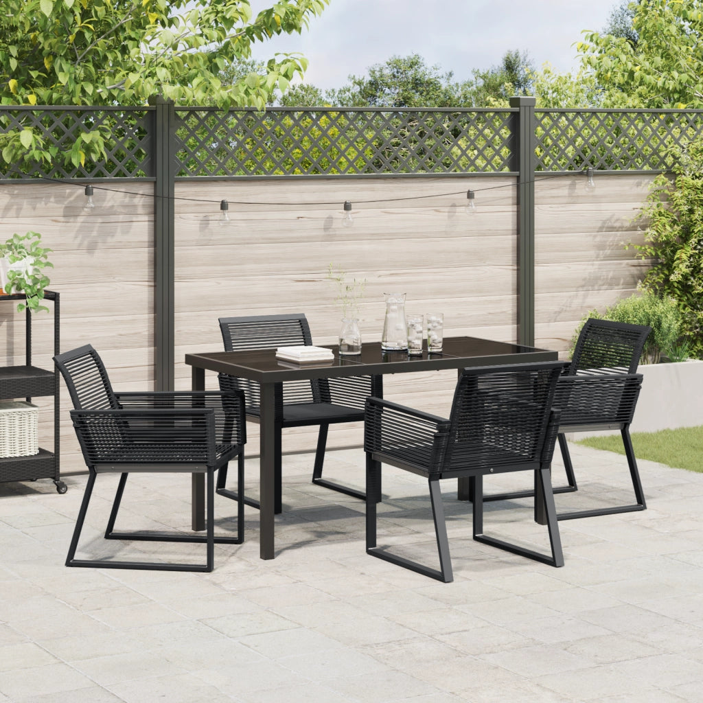 Set da Pranzo da Giardino da 5 Pezzi Nero Rattan Polietilene