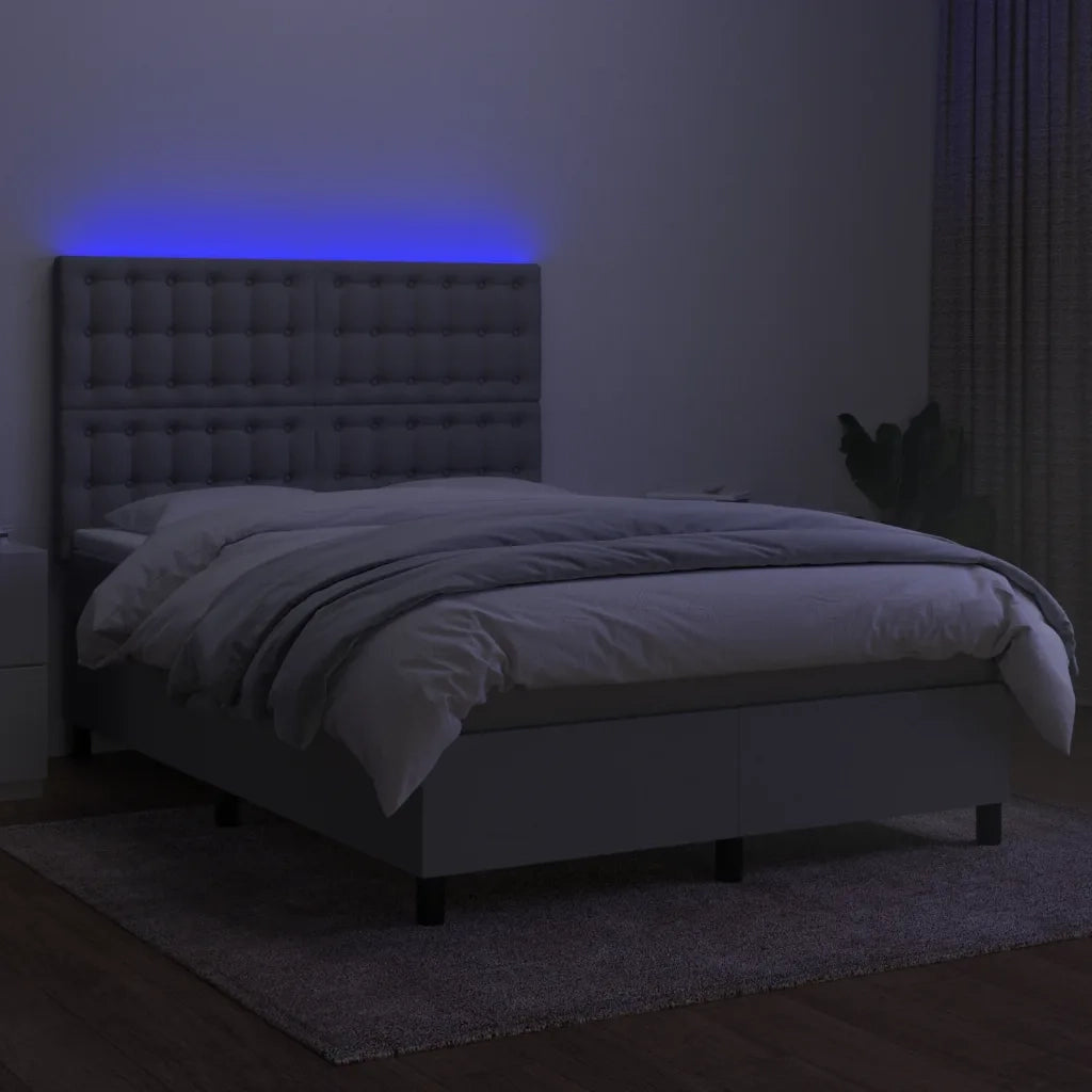 Letto a Molle Materasso e LED Grigio Chiaro 140x190 cm Tessuto 3135189