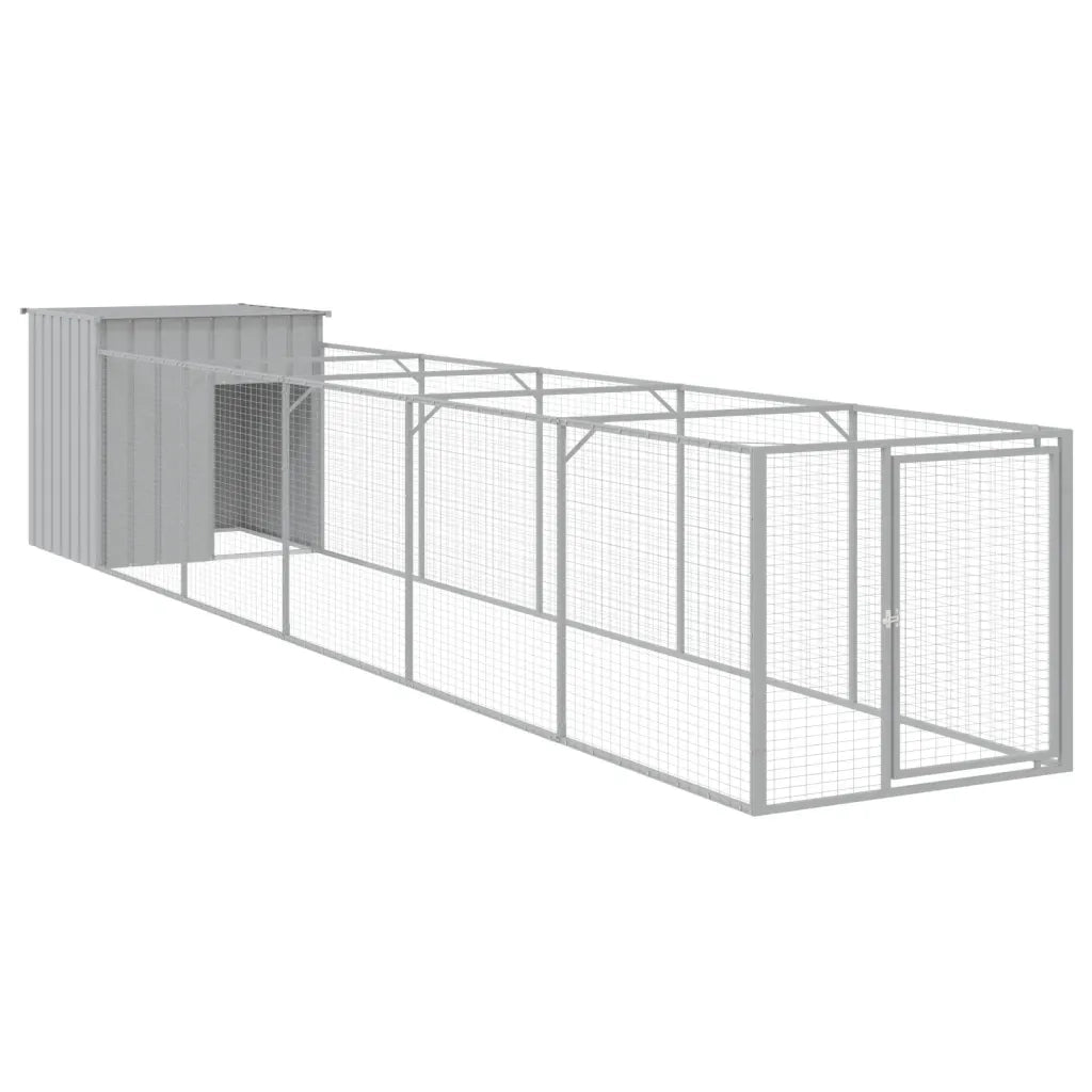 Casetta Cani Corsa Grigio Chiaro 110x609x110 cm Acciaio Zincato 3189085