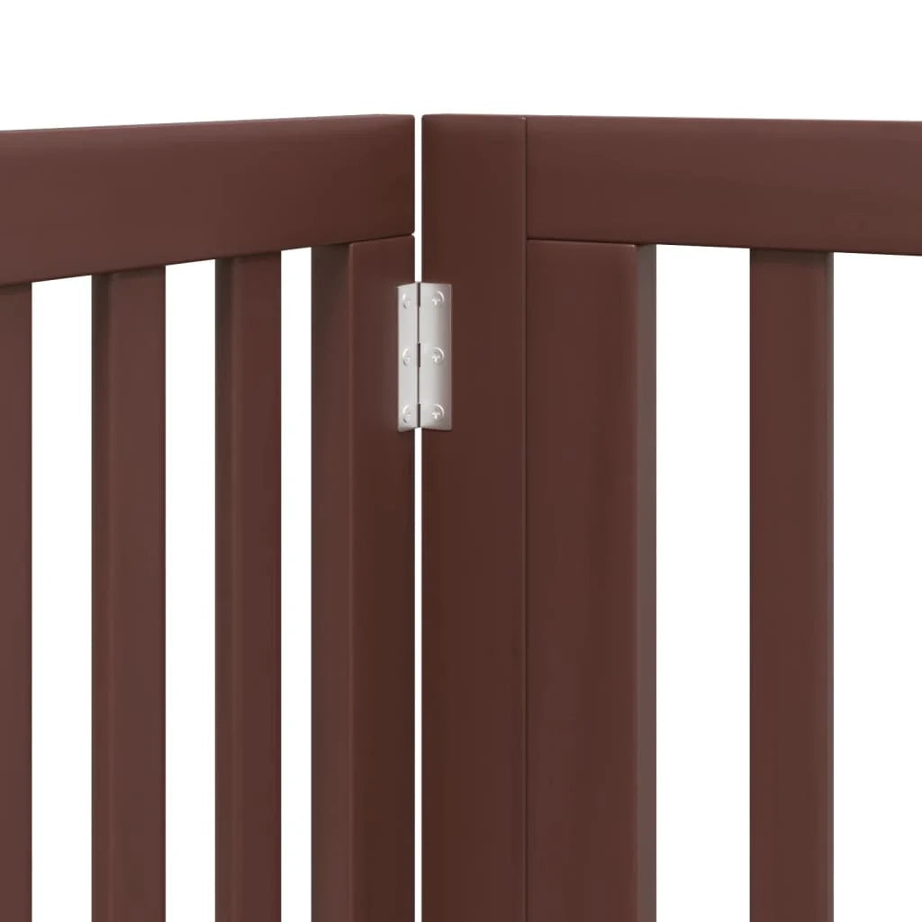 Cancelletto di sicurezza per cani con porta in legno di pioppo marrone a 4 pannelli 02_0023301
