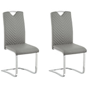 Set di 2 sedie da pranzo grigio chiaro con sedile imbottito in ecopelle con schienale alto a sbalzo per sale conferenze moderne