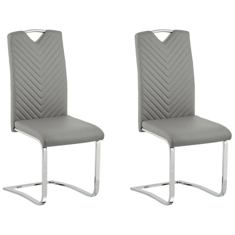 Set di 2 sedie da pranzo grigio chiaro con sedile imbottito in ecopelle con schienale alto a sbalzo per sale conferenze moderne