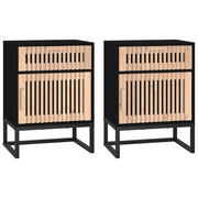 Set di 2 Comodini | Armadio da Notte | Mobiletto da notte Neri 40x30x55,5 cm Legno Multistrato e Ferro