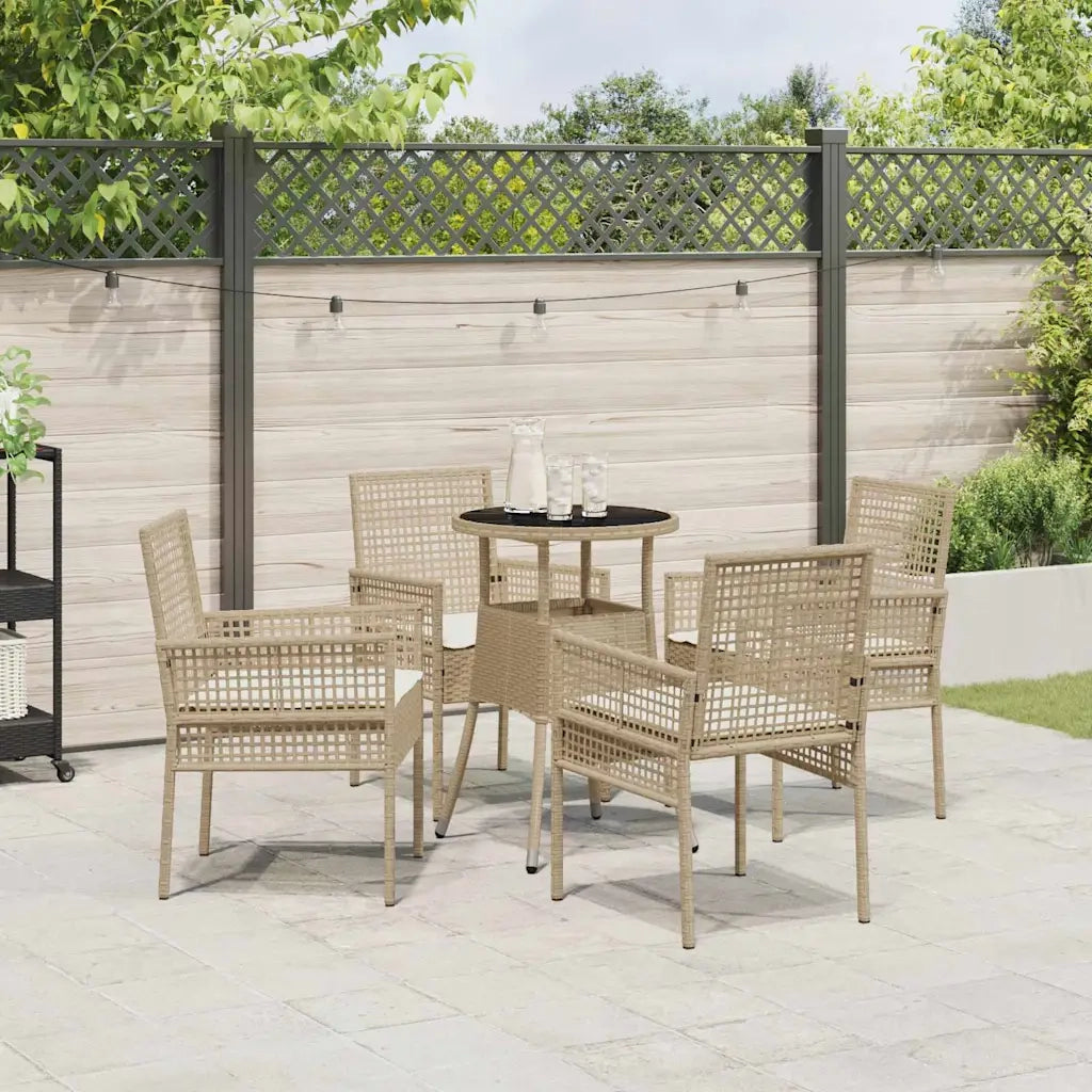 Set da Pranzo per Giardino 5 pcs Beige polyrattan 3334950