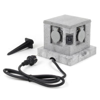 Presa multipla effetto granito per esterno, 4 attacchi, protezione IP44, con sensore