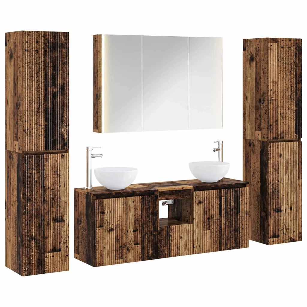 Set di mobili per il bagno 6 pcs Legno antico 3407221
