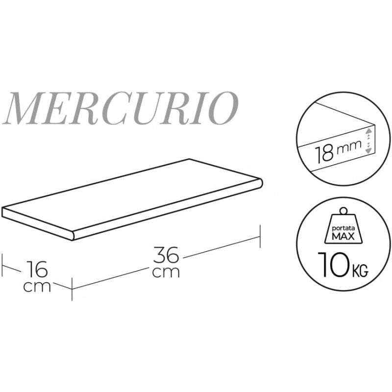 Mensola in legno Mercurio verniciato noce 1,8x16x36 | Eleganza e funzionalità per ogni angolo
