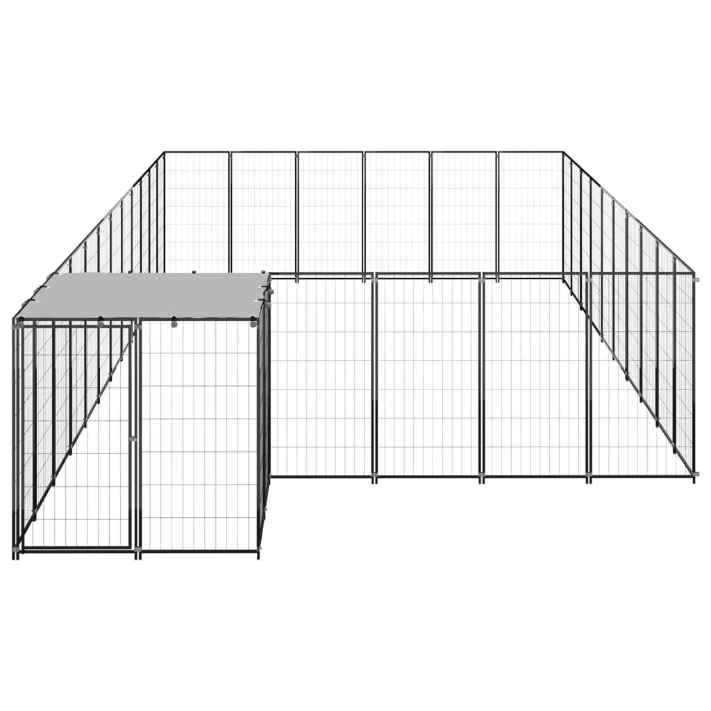 Recinto per animali da esterno per cani 19,36 m² acciaio nero 02_0000503
