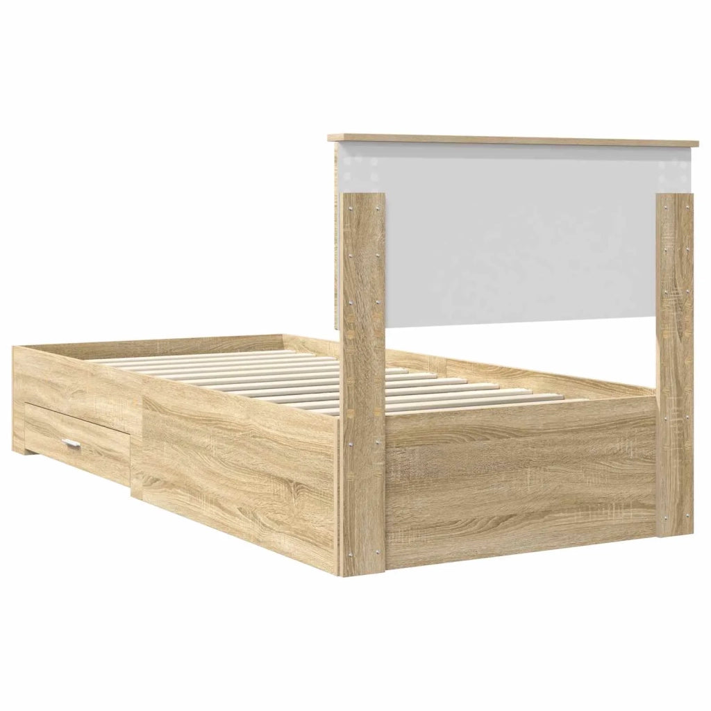 Struttura del letto Rovere Sonoma e Argento 75 x 190 cm 3408328