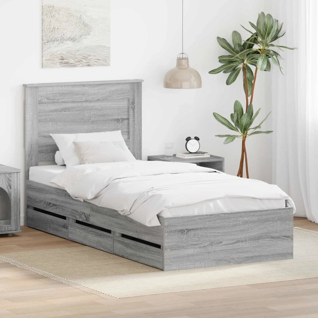 Struttura del letto con cassetto Grigio Sonoma 100 x 200 cm