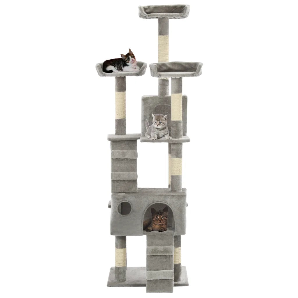 Albero per Gatti con Tiragraffi in Sisal 170 cm Grigio CFW7824444