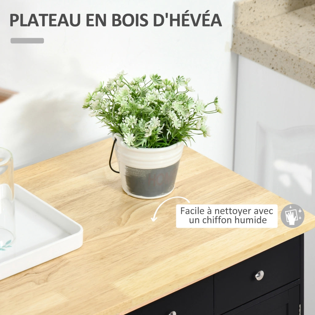 Credenza soggiorno con ante, 2 cassetti e ripiani regolabili ¨C zephmum ¨C 68x40,3x85 cm nero e legno naturale