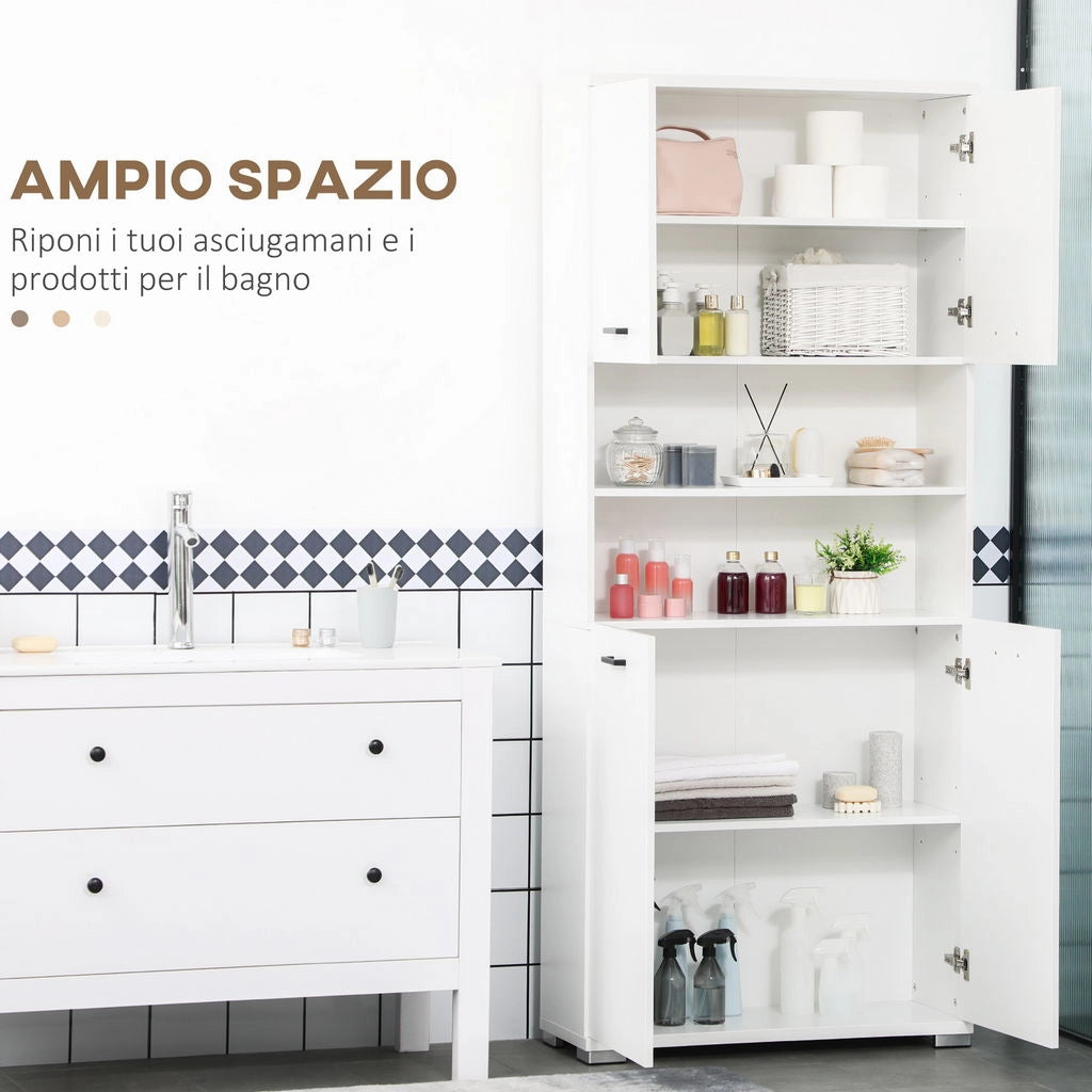 MOBILE BAGNO CON 2 ARMADIETTI ANTE E 2 RIPIANI APERTI 80X33.5X190 CM BIANCO
