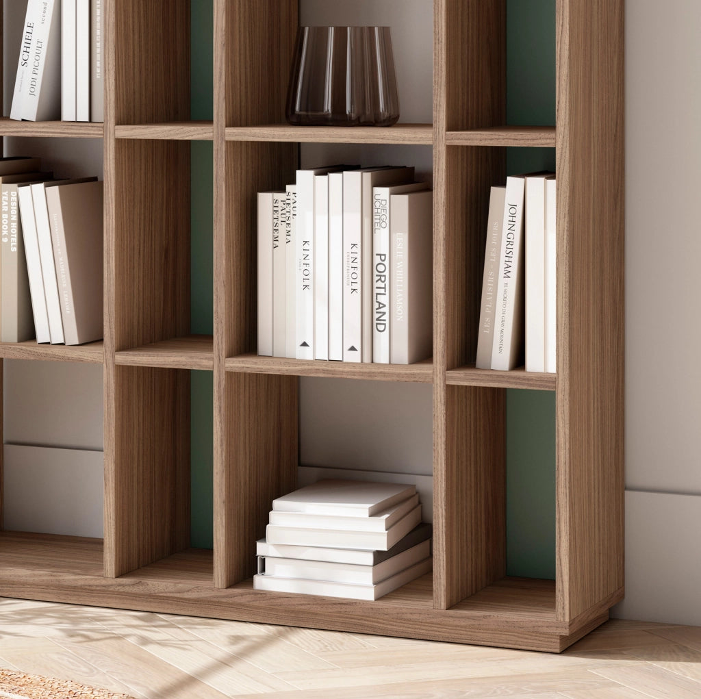 Libreria componibile Herdasa 16 vani effetto finitura noce verde