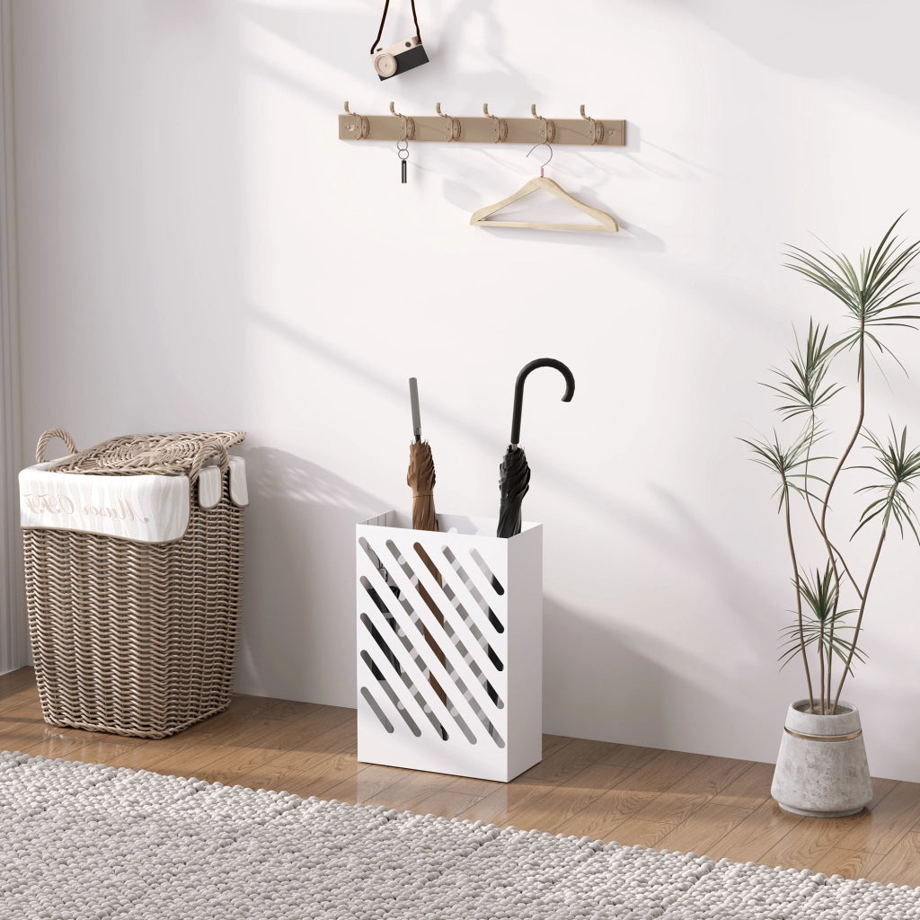 Portaombrelli Design con Vaschetta e Ganci ¨C zephmum ¨C Bianco 28x14x41 cm