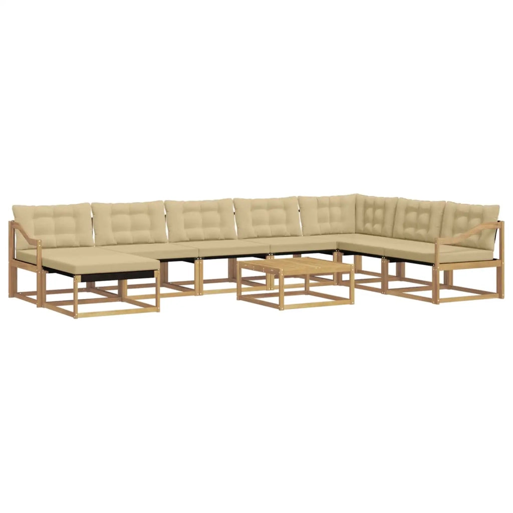 Set di divani da esterno 9 pcs Bianco e Beige 79 x 79 x 37 cm