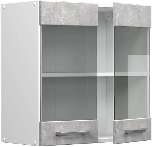 Mobile da cucina in vetro R-Line, Calcestruzzo, 60 cm, per la libera combinazione all'interno di sistemi cucina modulari