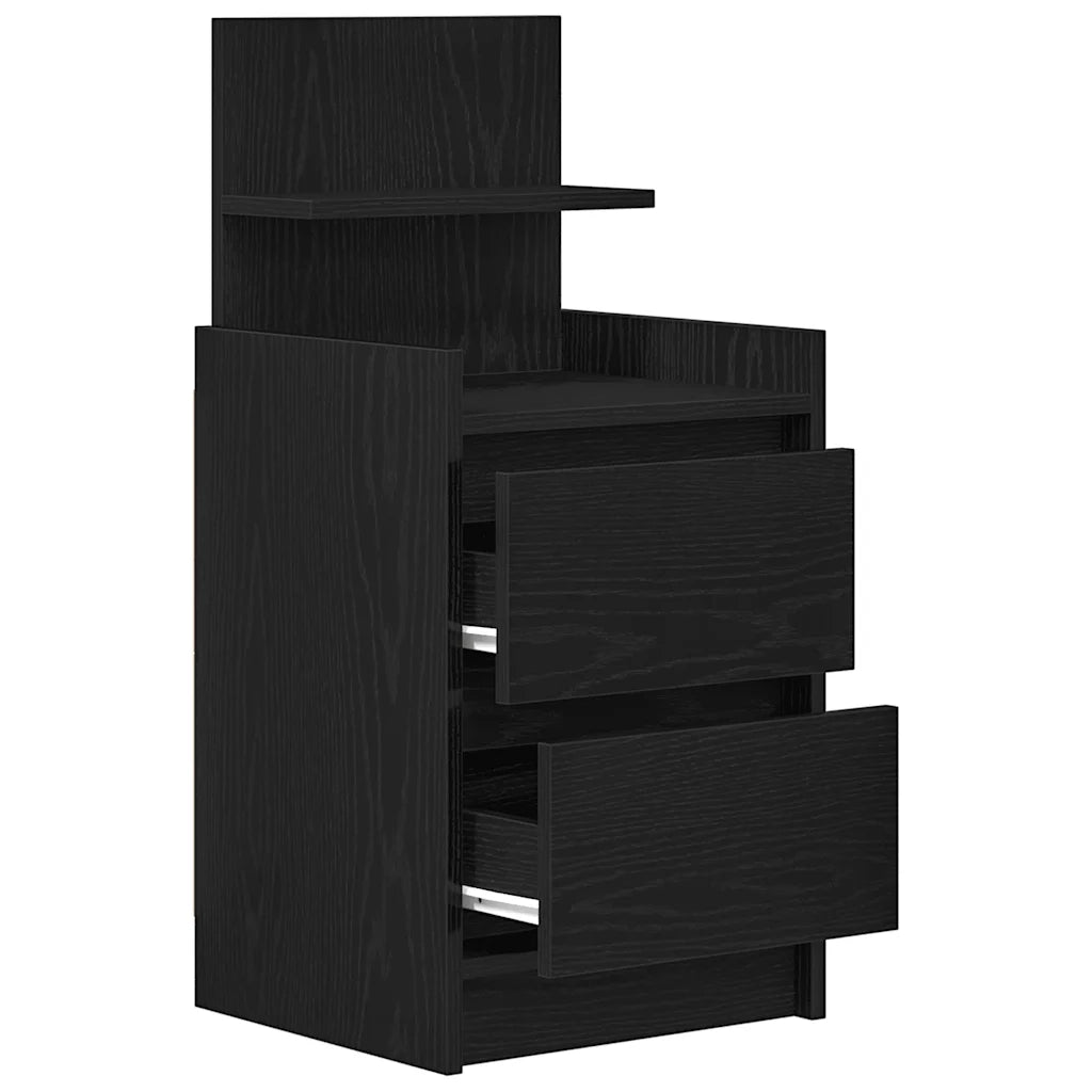 Comodini con 2 Cassetti 2 pz-Set di 2 Tavolino da notte Rovere Nero 38x34x80 cm