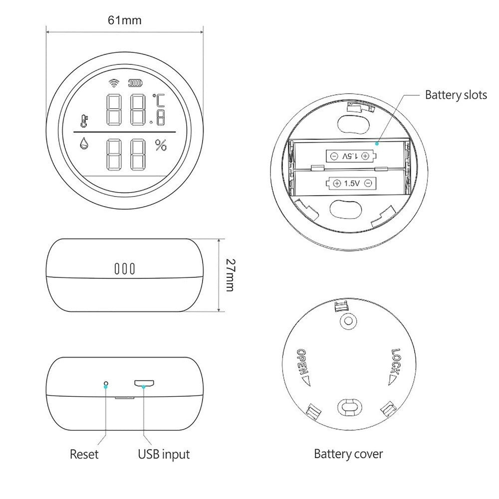 Trade Shop - Termometro Smart Wifi Sensore Temperatura Umidita App Ifttt Smart Life Alexa Google -
