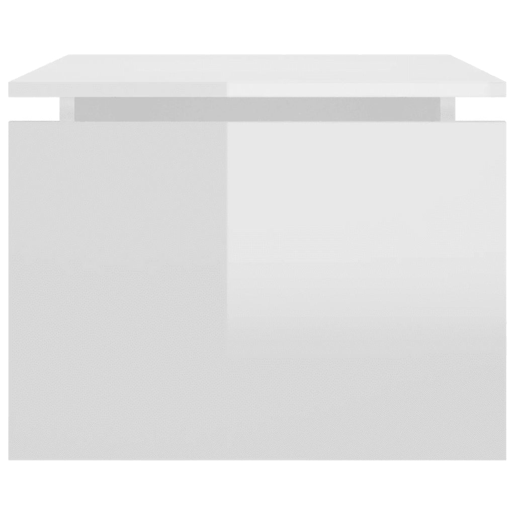 Tavolino da Salotto Bianco Lucido 68x50x38 cm Legno Multistrato 808338