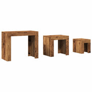 3 pz Tavolini da salotto | Tavolino da caff¨¨ | Tavolino da Soggiorno Impilabili Legno Antico in Truciolato