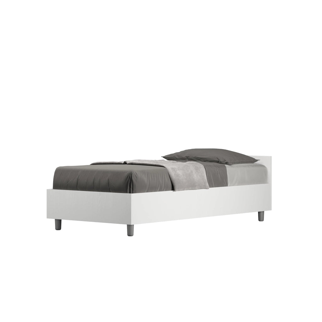 Letto singolo con rete 80x200 bianco frassino Nuamo