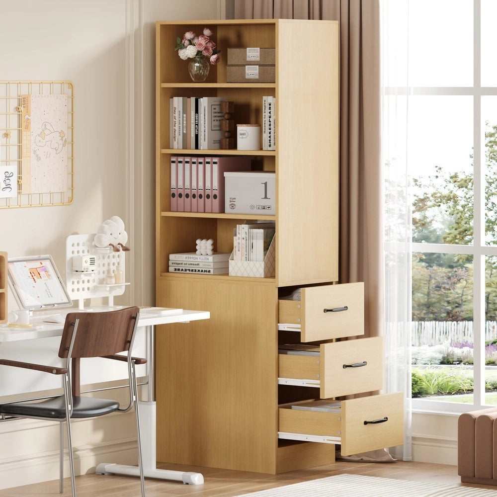 Libreria Stretta con Cassetti e Ripiani Regolabili ¨C Xylo ¨C Bianco, 180 cm