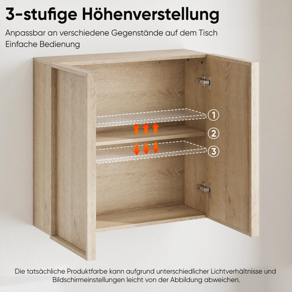Mobile pensile da bagno a due ante in MDF effetto rovere