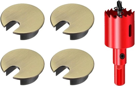Set di 4 caviattivelle per scrivania, 35 mm - Cavo di raccordo bronzo per scrivania - Protezione cavo per desktop - Ufficio e casa - Organizzatore cavi con trapano