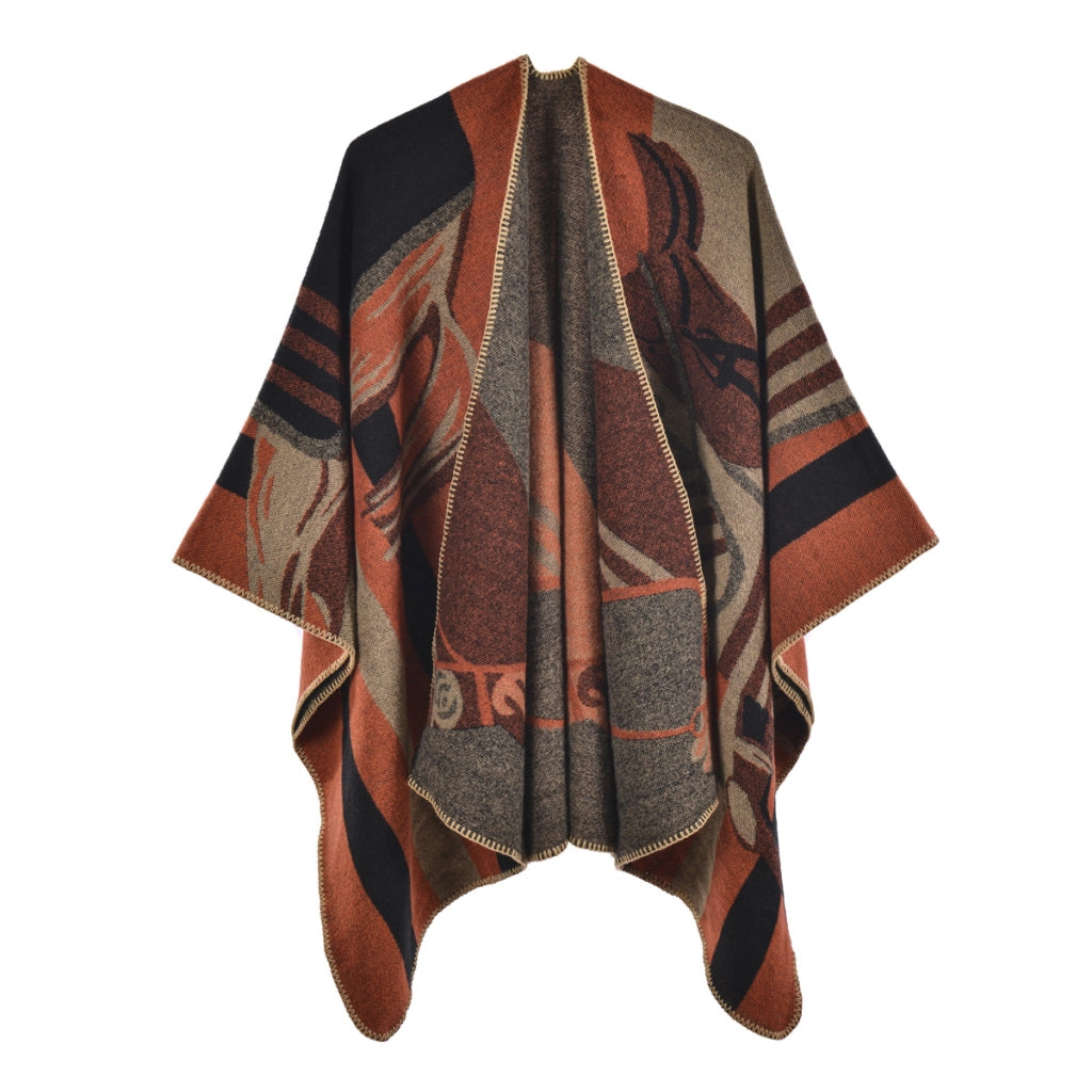 Nuovo scialle da donna, elegante mantellina in cashmere spesso con spacco