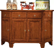 Madia credenza scantonata in legno massello 4 porte tinta noce l.158 p.48 h.102 (977) - Mobili 2G