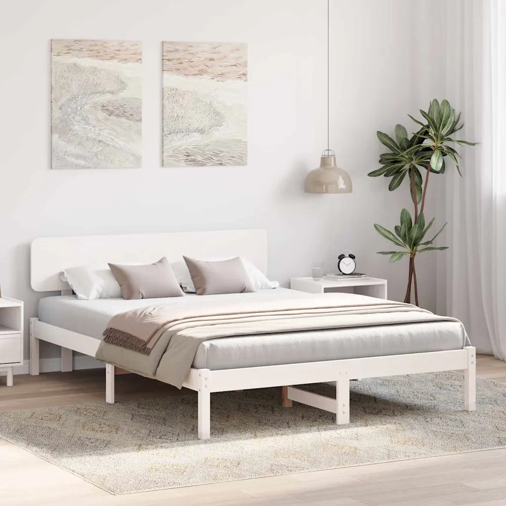 Letto matrimoniale | Letto per adulti | Struttura del letto Bianco 200 x 200 cm Pino massello