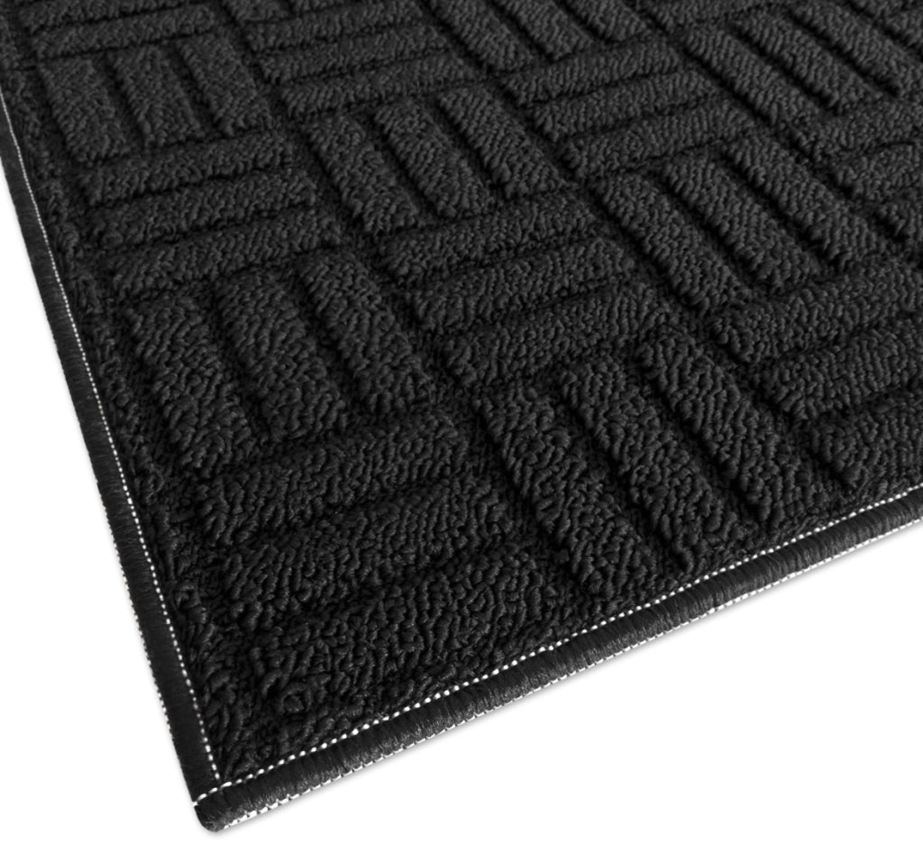 Tappeto Cucina Super Assorbente Tessitura 3D Tinta Unita Minimalista Moderno Nero - 50x290 Cm