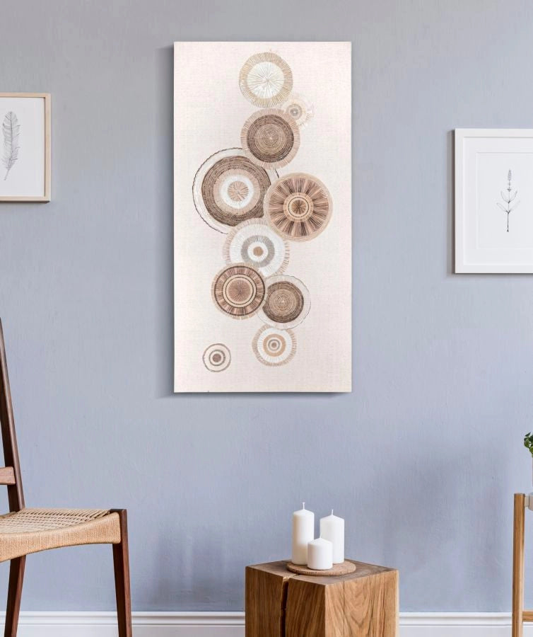 Dipinto su Tela Circly con Inserti 2 50x3,2x100 cm in Legno e Tessuto