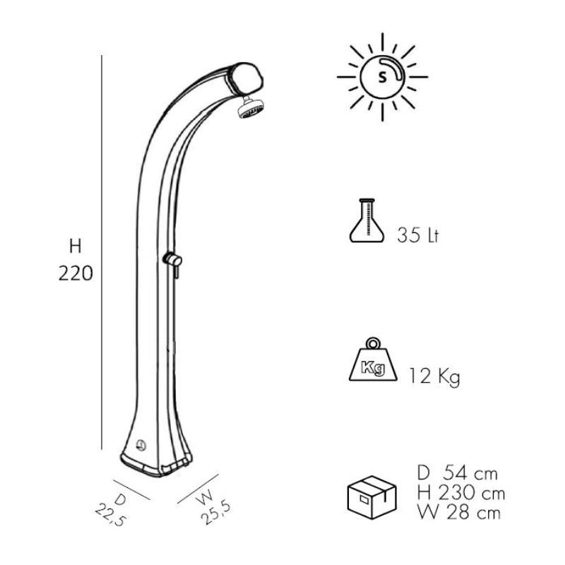 Doccia Solare In Polietilene Happy Xl Colore Antracite Cv-H400/7016