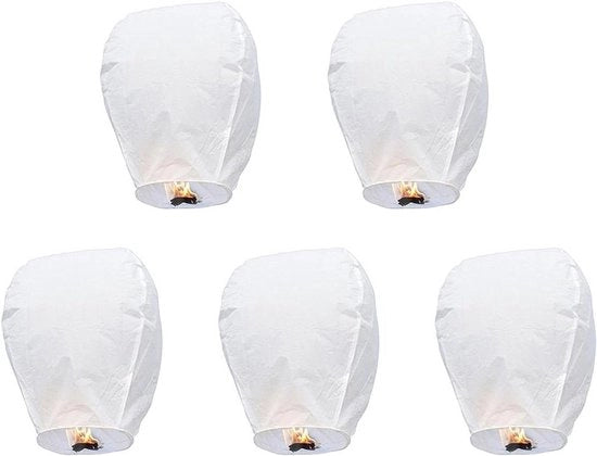 Set di 5 lanterne a LED portatili in carta biologica riciclabile e biodegradabile