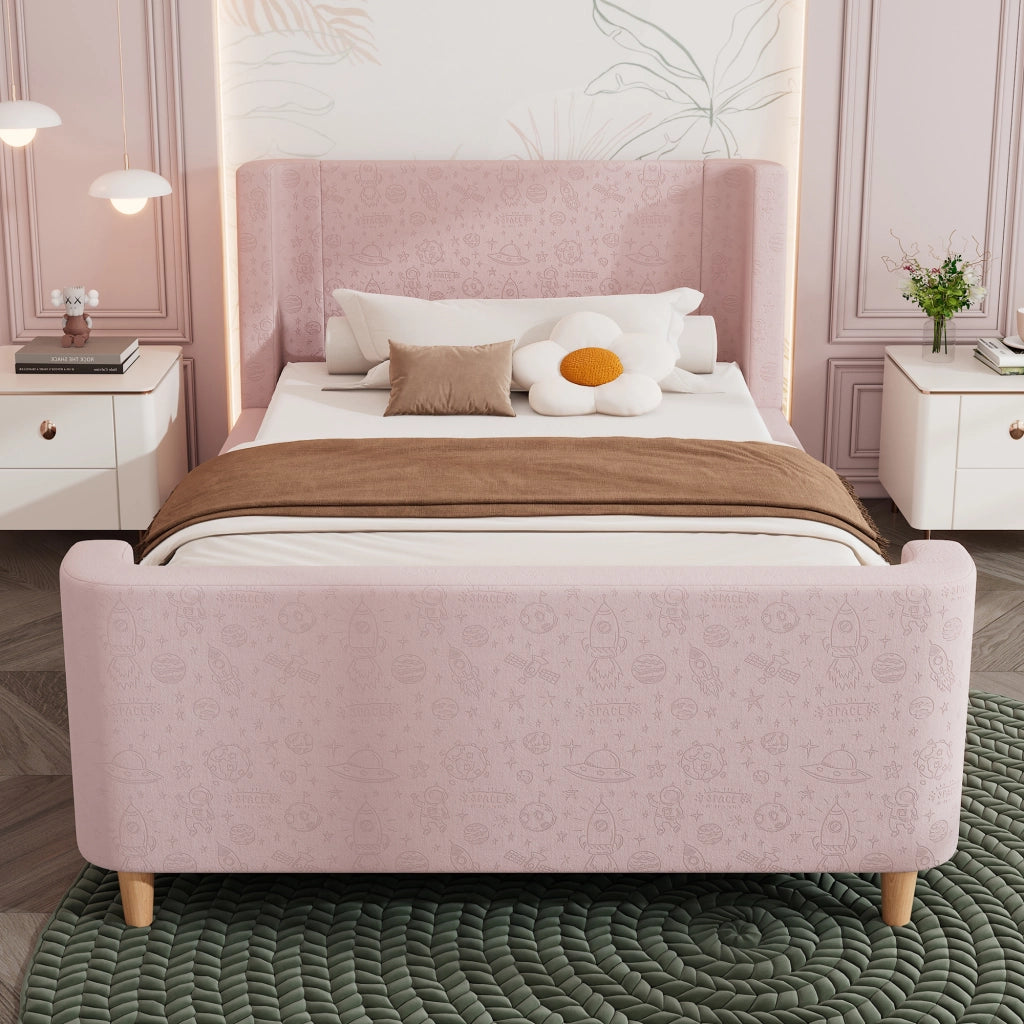 letto singolo velluto rosa 90 x 200 cm