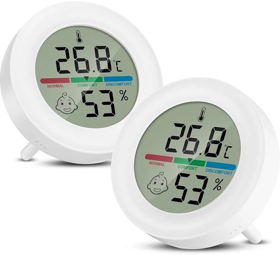 Mini Idrometro e Termometro Digitale per Interni - Misuratore di Temperatura e Umidità dell'Aria con Display Comfort - 2 Pezzi