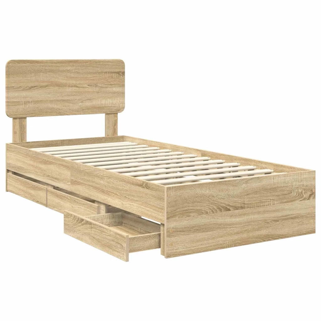 Struttura del letto con cassetto Rovere Sonoma 75 x 190 cm