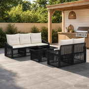 Set Divano da Giardino 6 pz Nero e Bianco Crema polyrattan 3437203
